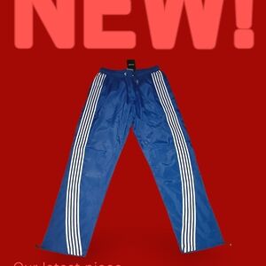 Blue Men's Track Joggers with White Side Stripes